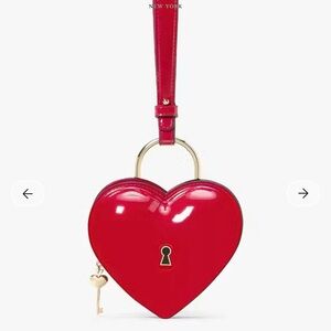 NWT Kate Spade Key To My Heart 3D Patent Leather Wristlet - Cherry Rouge